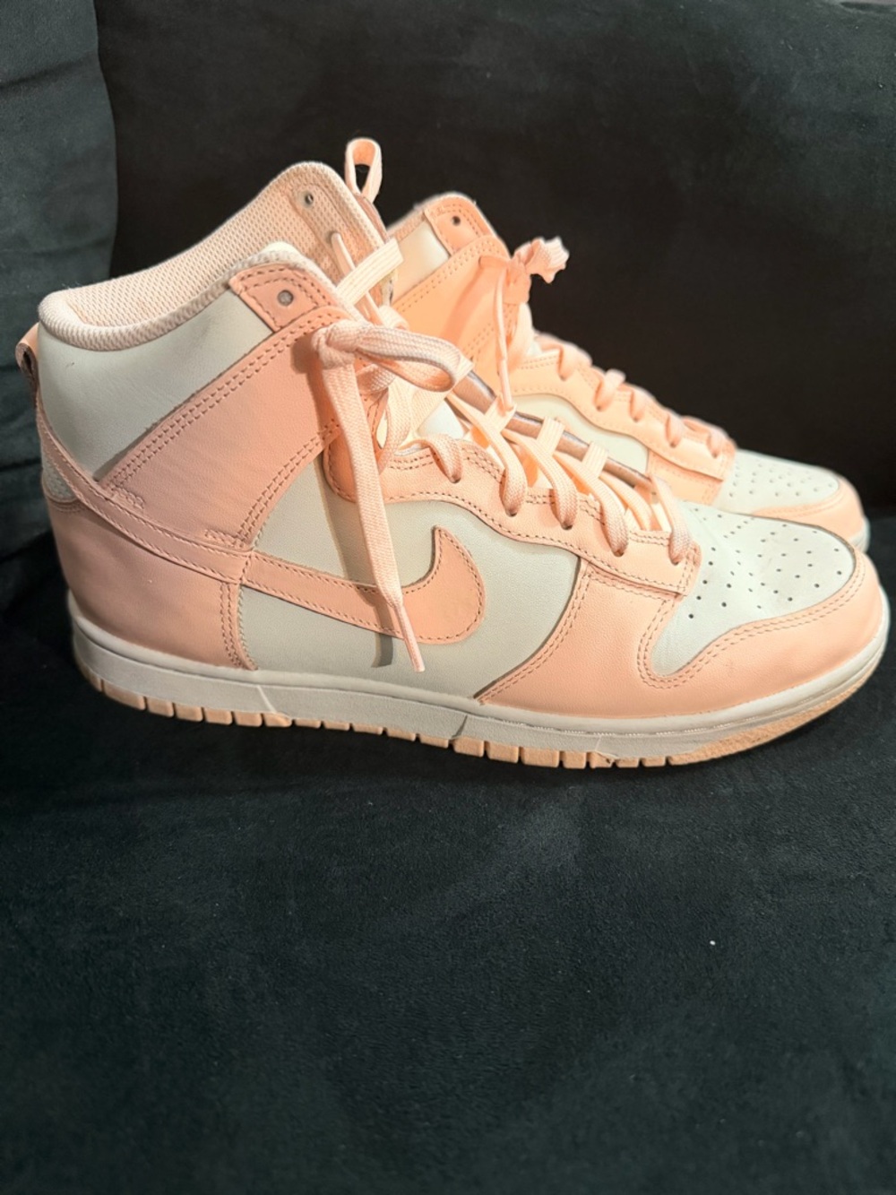 Peach & White Nike High-Top Dunks